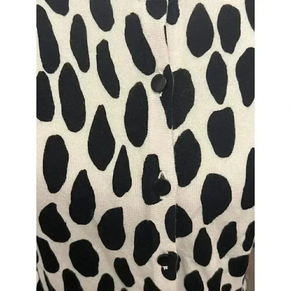 Talbots Women Black White Button Front 3/4 Sleeve Cardigan Sweater Size Medium - Picture 7 of 8